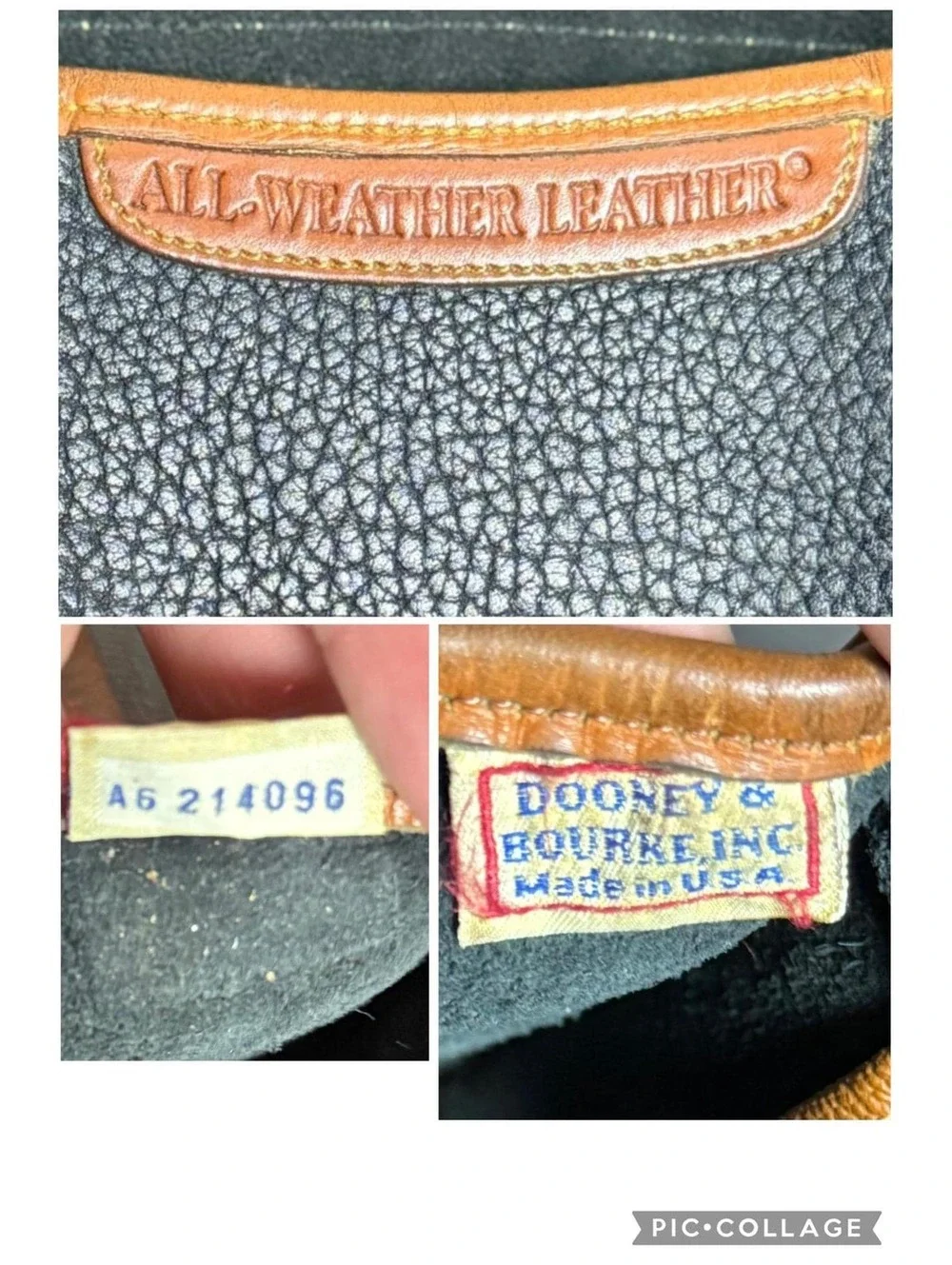1980's Dooney & Bourke AWL Black + Cognac Brown Essex Bag Pebbled Leather